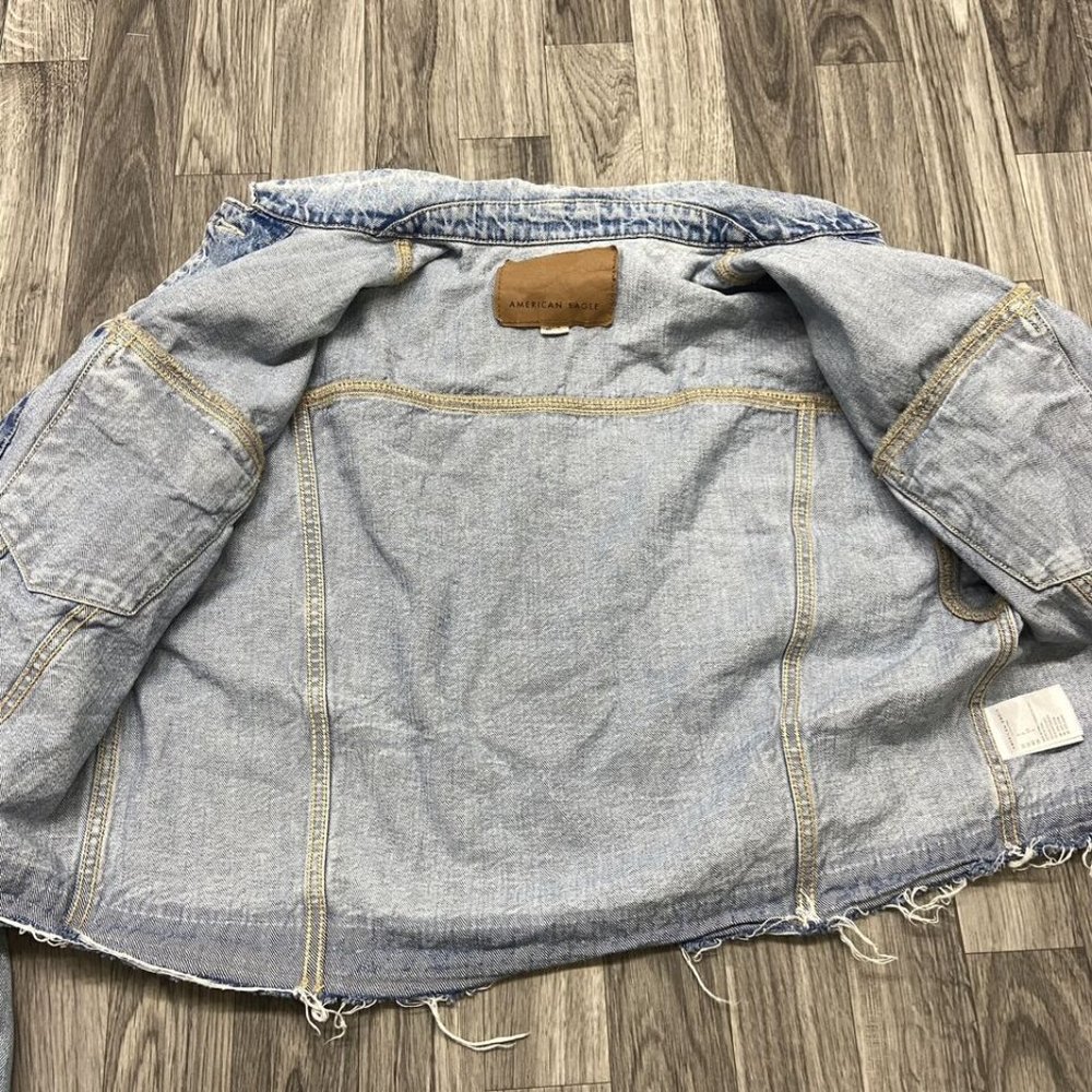American Eagle Button Down Blue Denim Cropped Fra… - image 5
